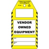 Vendor Owned Equipment-tag, Engels, Zwart op wit, geel, 80,00 mm (B) x 150,00 mm (H)